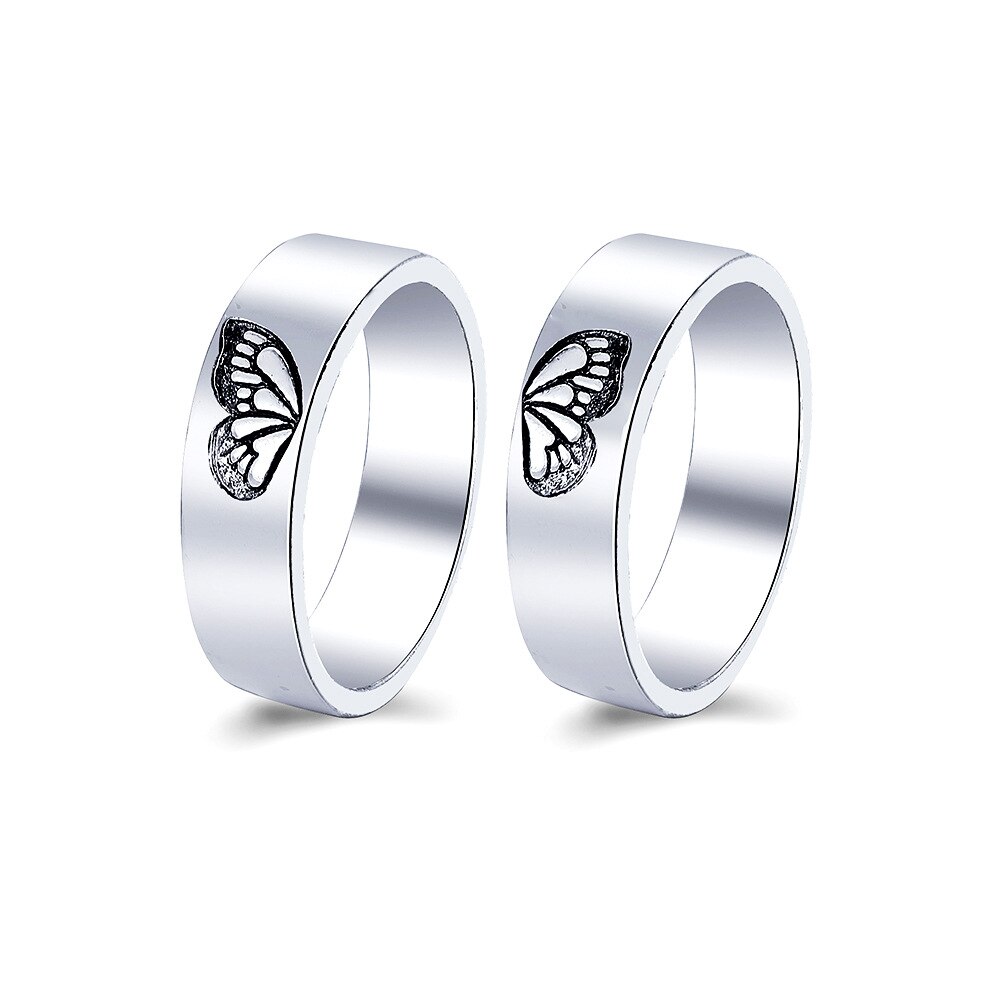 Amanti dello stile Punk farfalla anelli accoppiati anelli serpente dinosauro per donna uomo coppia anello aperto Set 2021 gioielli anelli mujer