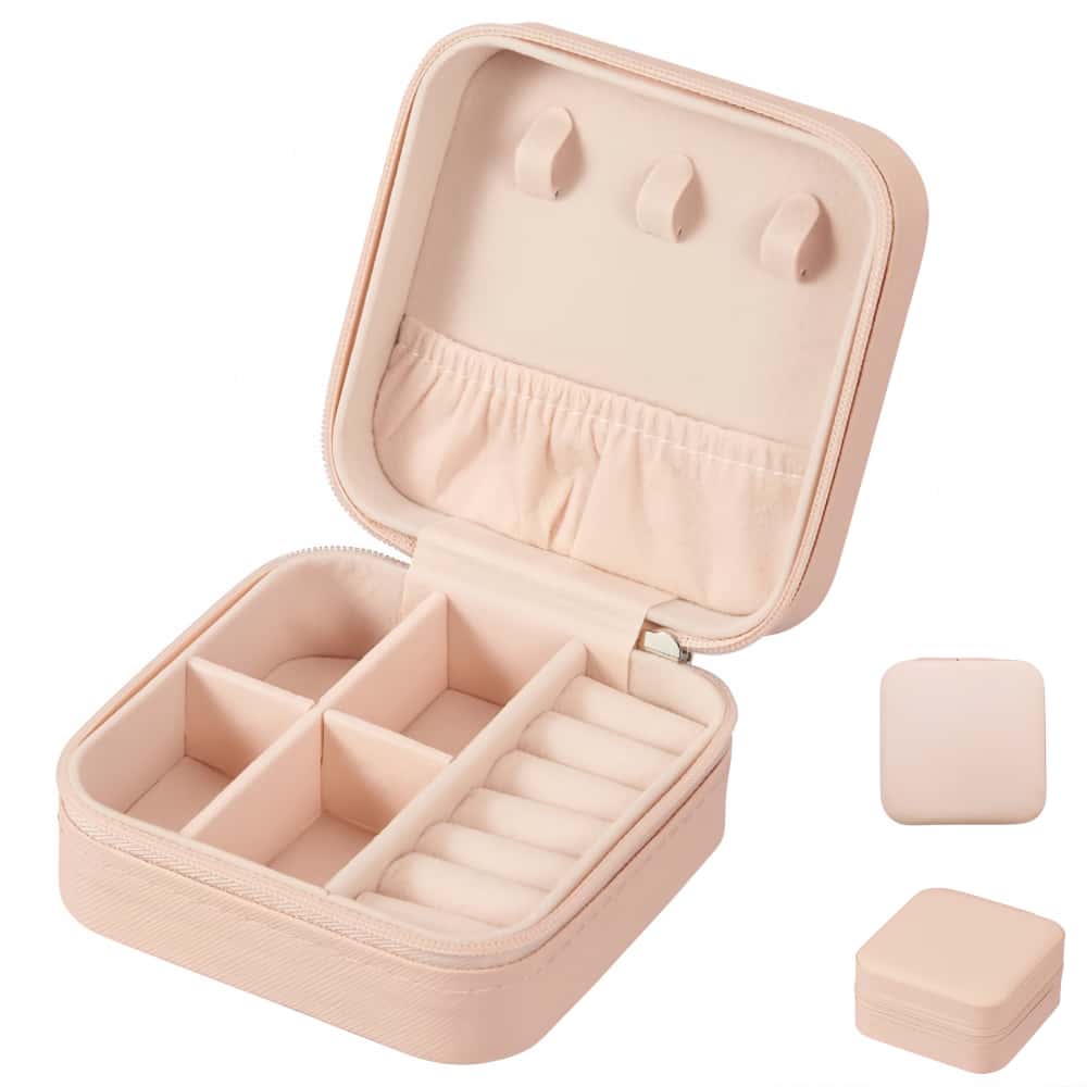 Boîte à bijoux carrée, boîte de rangement de bijoux portable, boîte de rangement portable pour bagues, boucles d'oreilles, colliers (plusieurs couleurs): Kaki