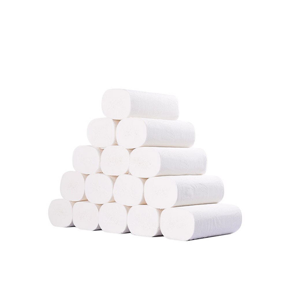 12 Rolls Coreless Roll Paper 4-Layer Thicken Wood Pulp Paper Towel Household Toilet Paper Bathroom Tissue Wetable Nakin Paper