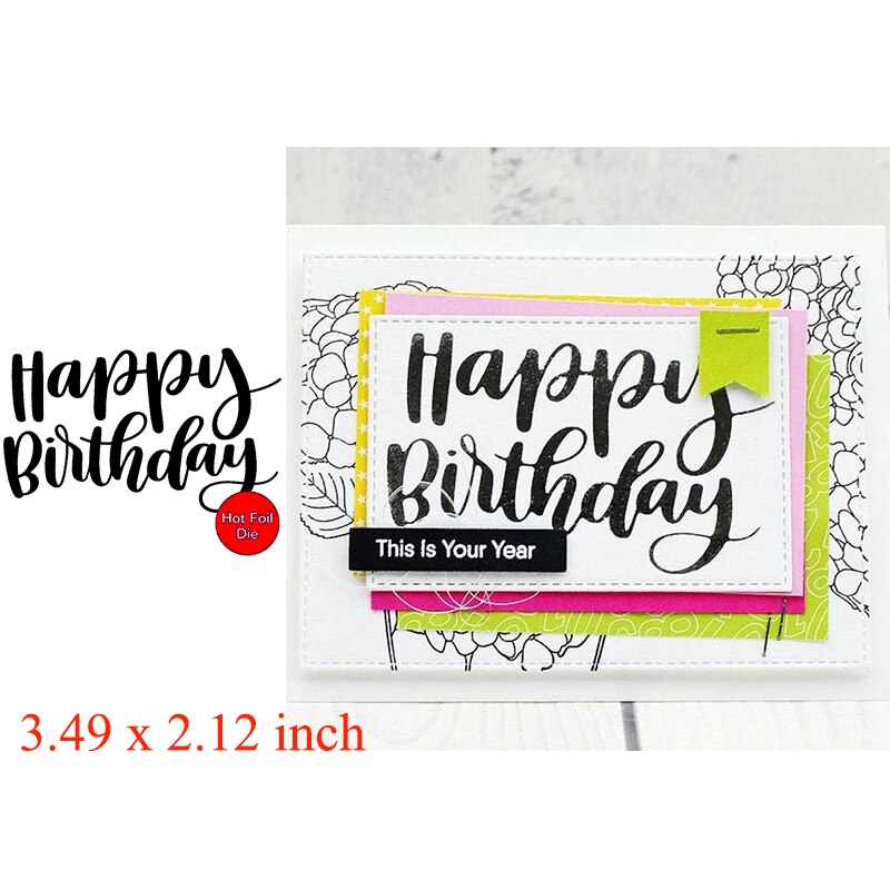Rektangel rammer tillykke med fødselsdagen ønsker tak folie plade til diy scrapbooking bogtryk prægning kort håndværk: Billede 4