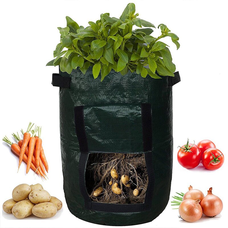 Cultivo de patatas bolsas de tela tejida macetas de jardín plantadores bolsas para plantar verduras bolsa de cultivo herramienta de jardín en casa