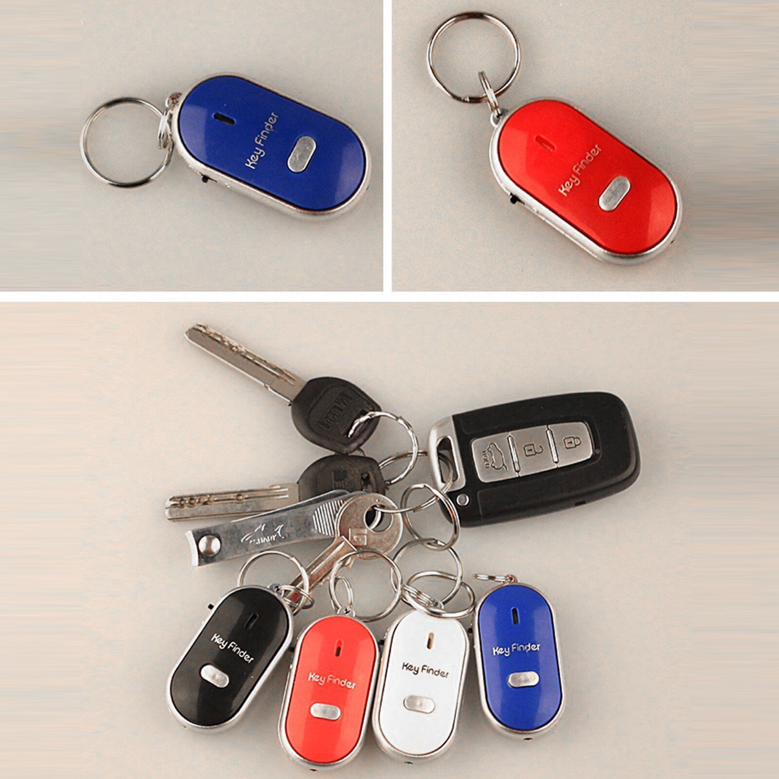 LED Key Finder Anti-Lost Locator Keychain Whistle Sound Control Locator Mini Portable Anti-lost Device Keychain