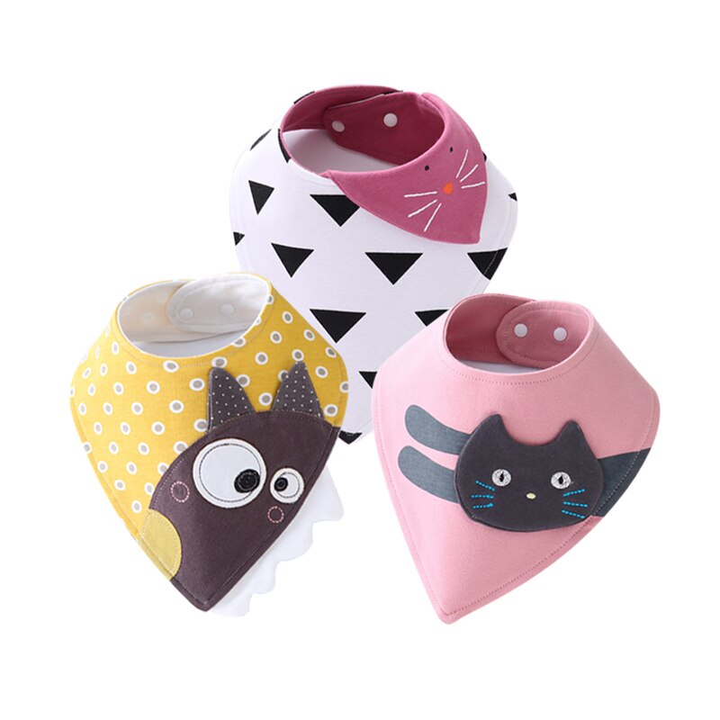 1/3 stuks baby katoenen bandana slabbetjes jongen meisje babador voedingsschort baby boerdoeken cartoon speeksel handdoek winter sjaal babyspullen: Roze gele set