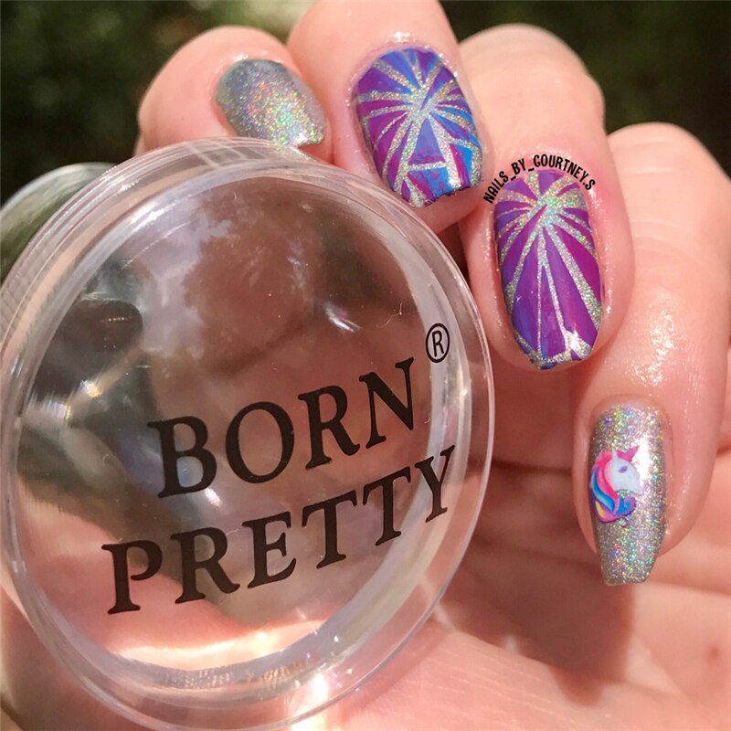 Geboren Pretty Nail Stempelen Template Lijn Netto Rechthoek Nail Art Image Plate Print Stencil BP-L078