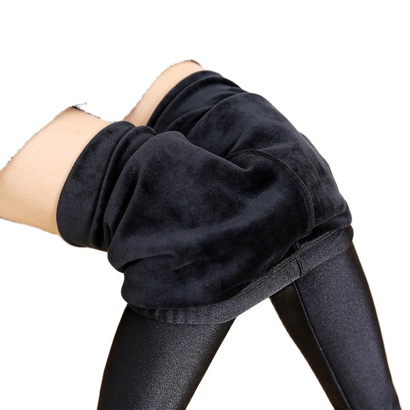 Frauen dicke samt Gamaschen Dame Fitness herbst Winter warme schwarz Leggings straße äußehe tragen XL thermische beiläufige feste hosen