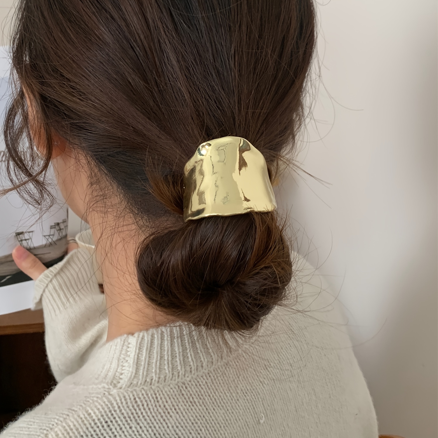 Horquilla de Lava cóncava-convexa Irregular de Metal coreano para mujer, coleta Retro de , tocado con horquillas: Oro