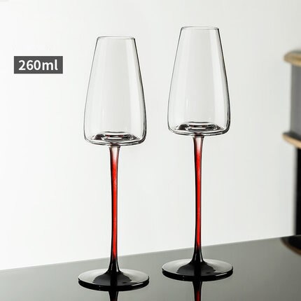 Lead-Free Crystal Wine Glass Red Black Base Goblet Home Drinkware Party Bar Beer Wine Glass Water Cup Drinkware Personality Cup: 260ML 2pcs