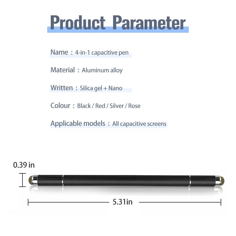 Universal 4 In 1 Stylus Pen for Phone Drawing Tablet For Samsung Pens Capacitive Screen Caneta Laptop Cell phone Accessories