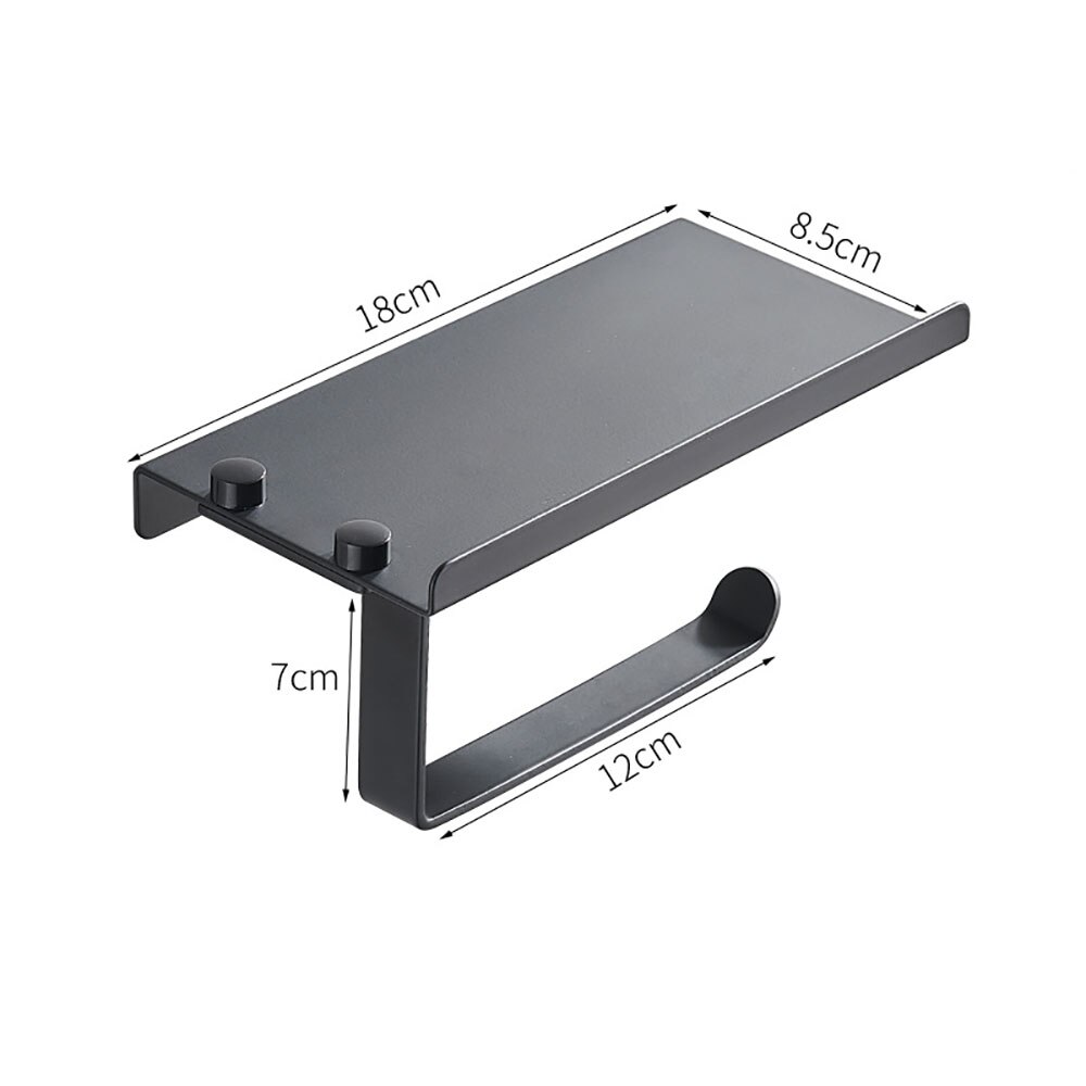 Bathroom Accessories Roll Paper Holder Silver Black 16/18cm Perforated Wall-mounted Tissue Holder 00PTH0801: Black 18cm