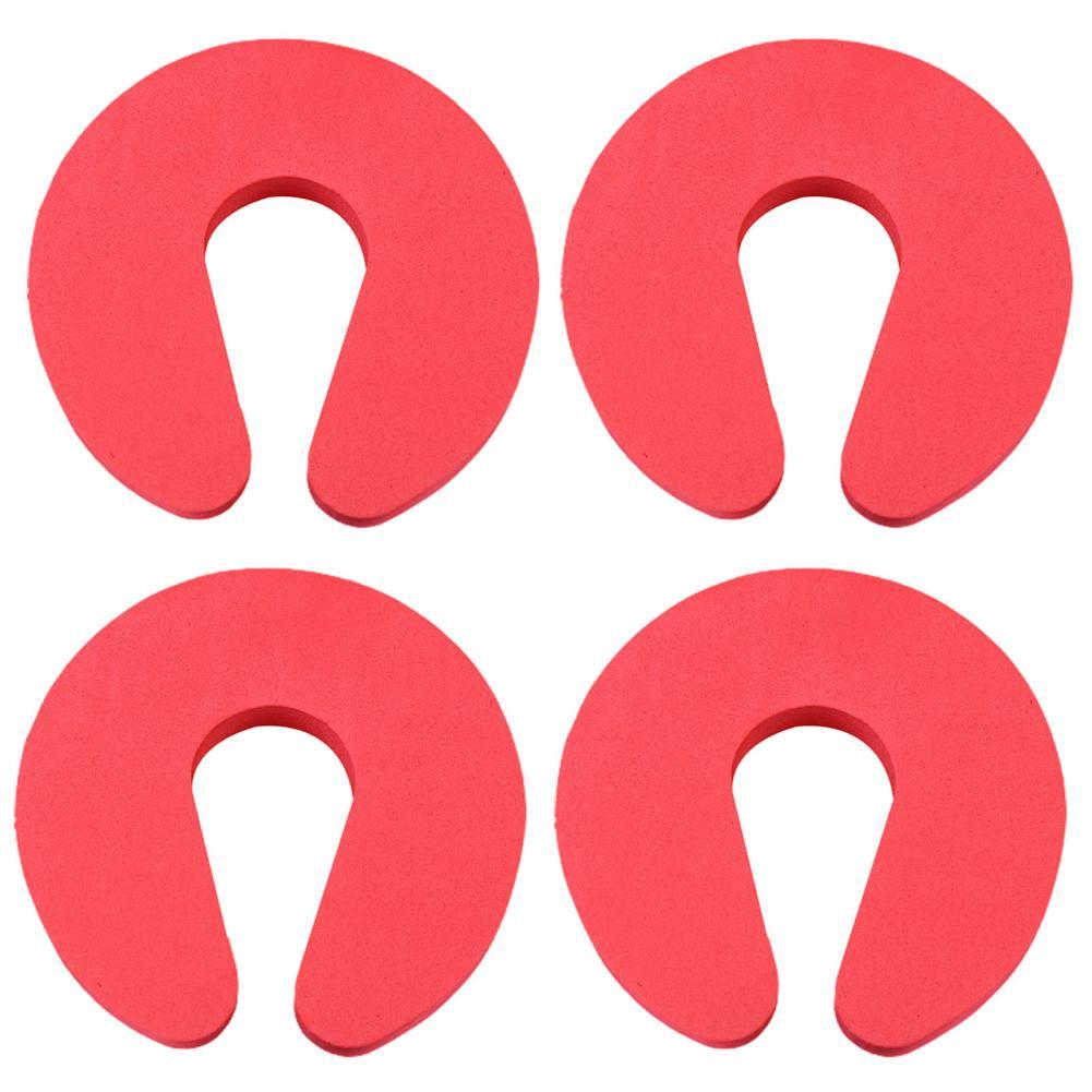 4Pcs Household Door Buffer High Elasticity Door Stopper Home Improvement C Shape Doorstop for Protecting Children Safe Stopper: Red