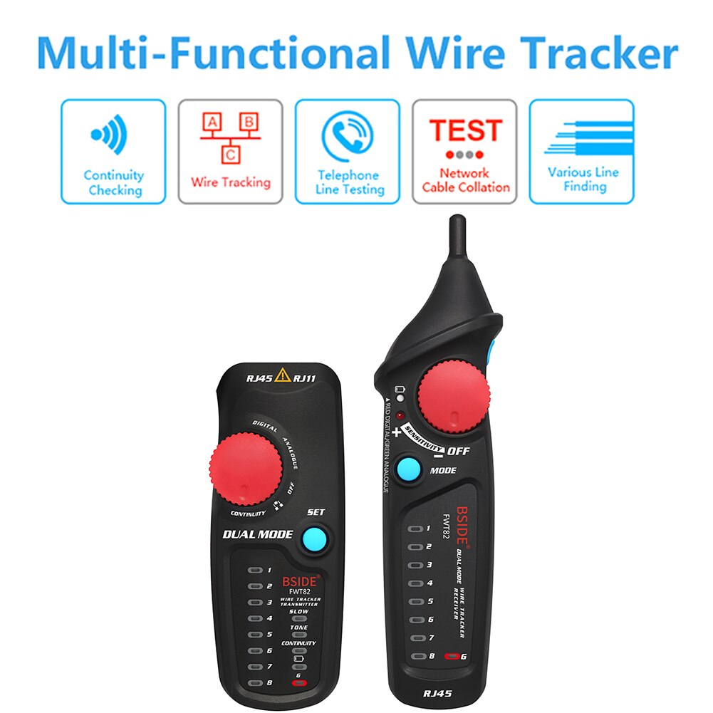 Analog digital kollation anti-interferens kabel tester telefonlinjefinder med lommelygte tv toner wire tracker lan netværk