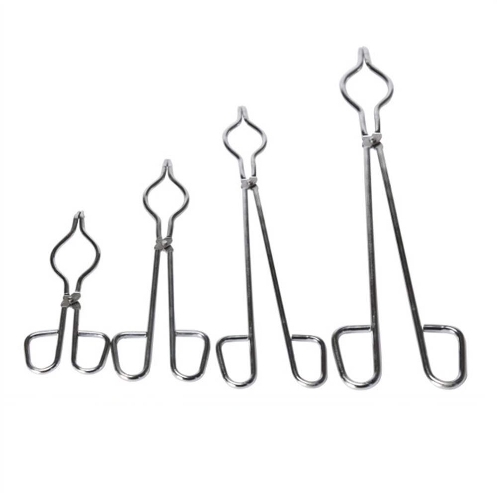 200-500mm Carbon Steel Crucible Tongs Bent Beaker Hold Melting Dish Holder Labware