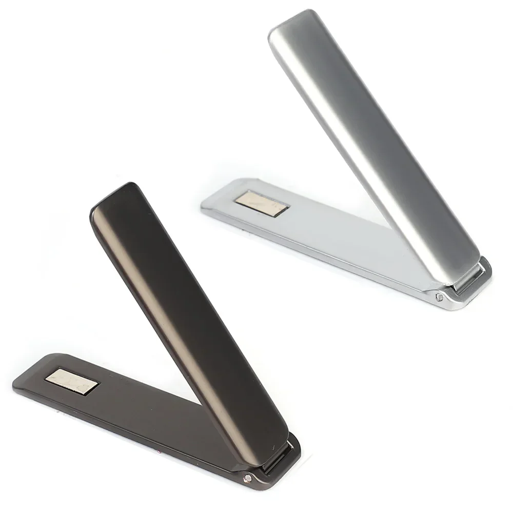 1-2 pièces support de téléphone portable universel en métal magnétique fort support pliant réglable Ultra mince béquille de téléphone support de bureau: GRIS