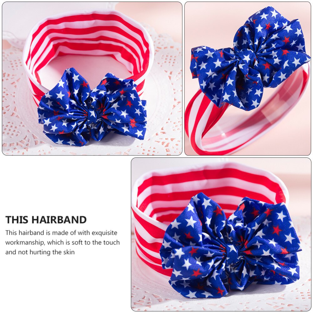 3Pcs Onafhankelijkheid Dag Baby Haarband Bow-Knoop Hoofdtooi Hoofdband Foto Props