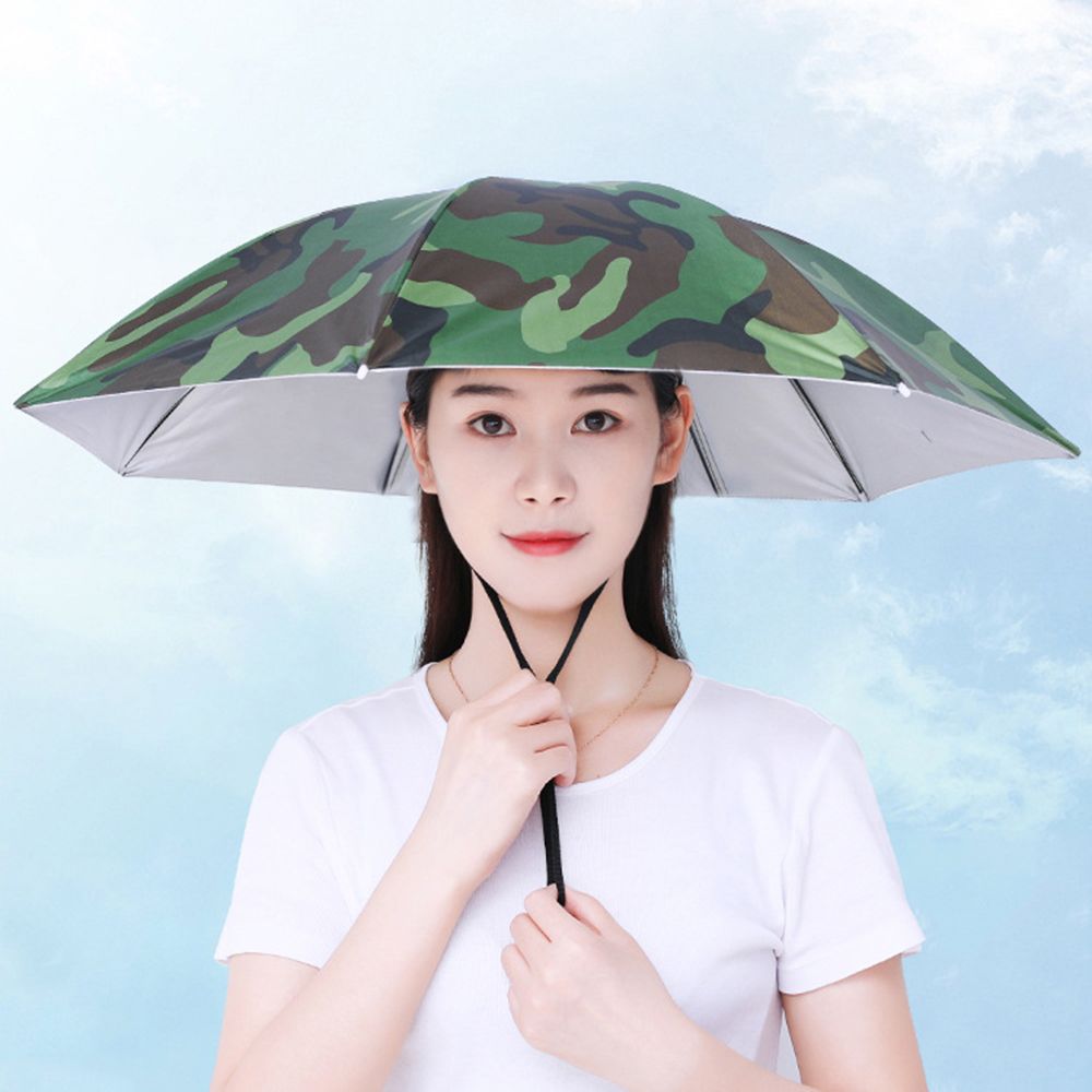 Paraguas portátil, sombrero a prueba de viento, cabeza de pesca, sombrilla, equipo de lluvia, paraguas plegable para exteriores, sombreros para cabeza de playa y acampada