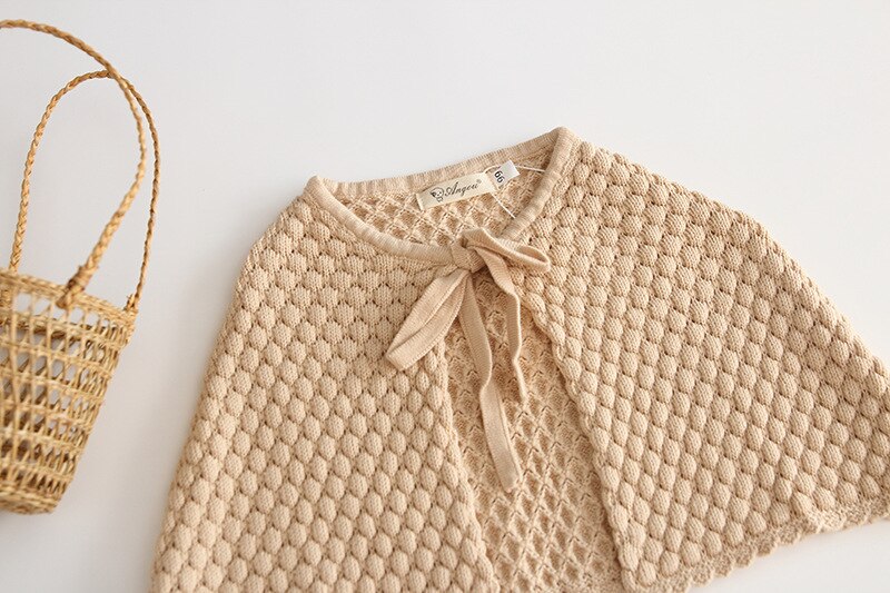 Cape en tricot pour bébé, vêtement d&#39;extérieur, manteau mignon pour bébé, pull pour petite fille, hauts kaki, 6M-3T