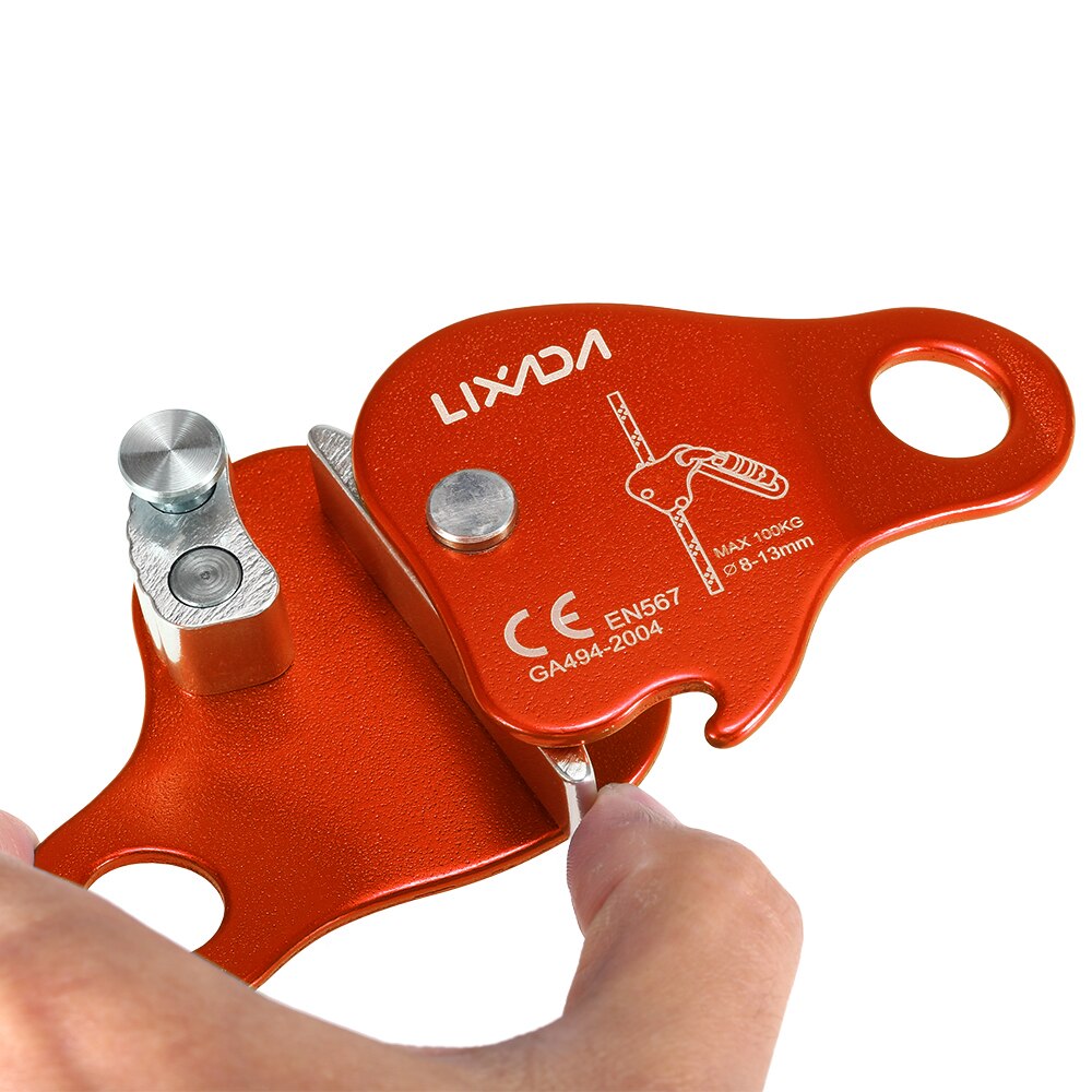 Lixada-Dispositivo de seguridad para escalada al aire libre, dispositivo de agarre de cuerda para escalada al aire libre, elevador de LB, cuerda de 8-13MM