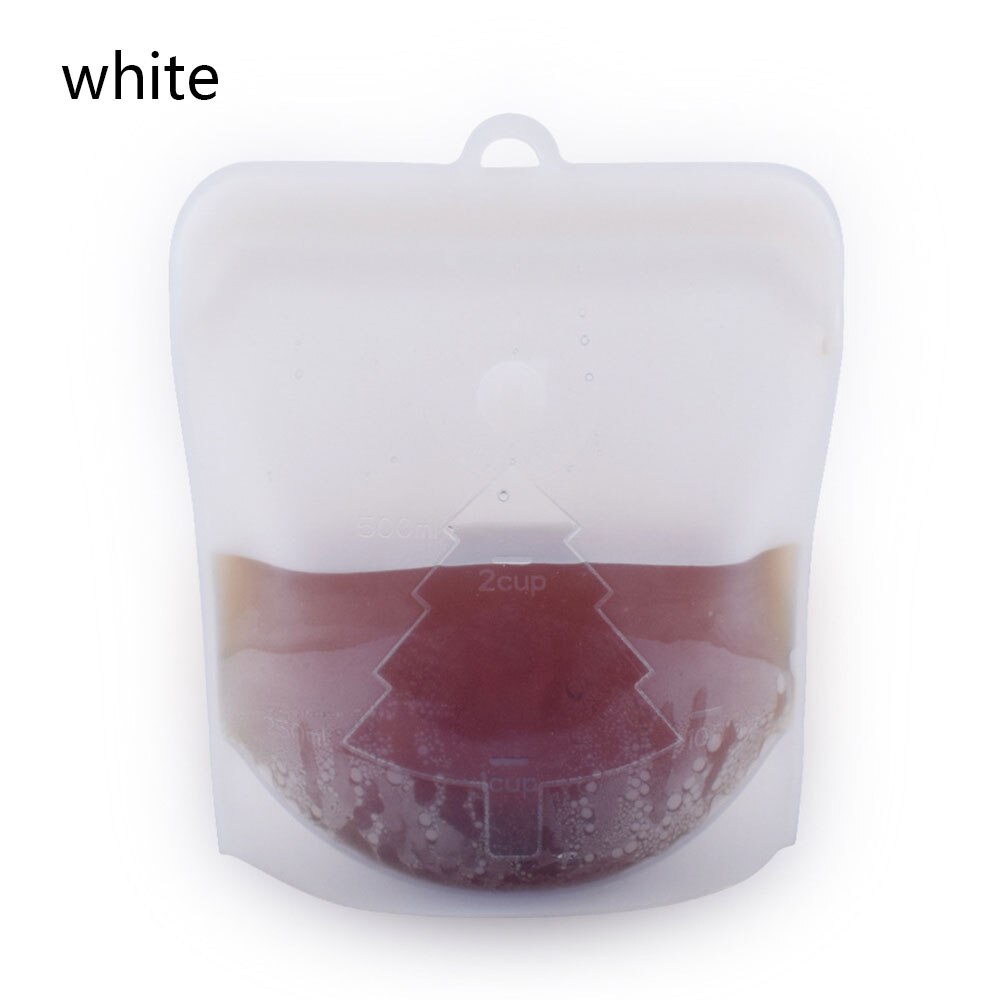 Bolsa de silicona reutilizable para alimentos, bolsa Ziplock para aperitivos, frutas y verduras, sándwich, a prueba de fugas, contenedor de alimentos de cocina, 1 ud.: White / 1500ml