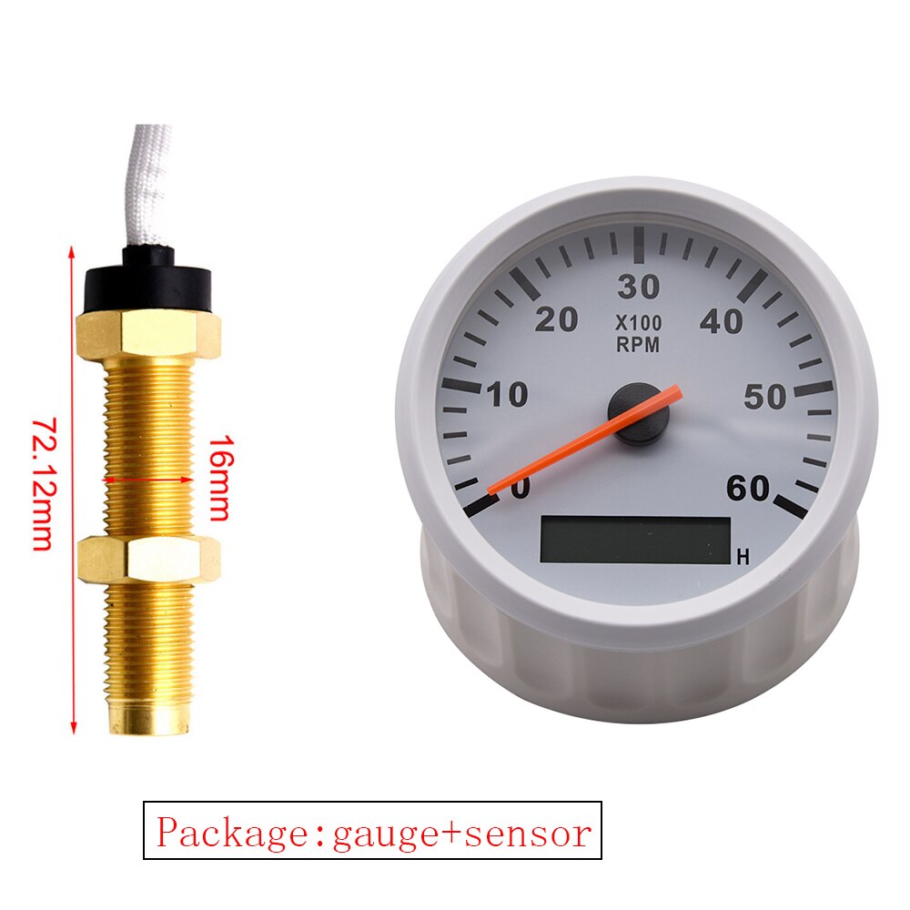 85Mm Tacho Gauge Met Tacho Sensor M16/M18 Voor Benzine Diesel Motor Toerenteller 0-6000Rpm Met urenteller Rode Backlight Marine: WW M16 sensor