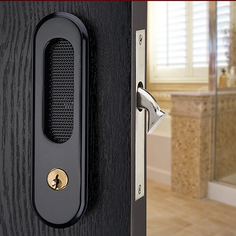 Manijas de cerradura de puerta corredera de aleación de Zinc oculto para interior, tirador de puerta de habitación, llave de baño