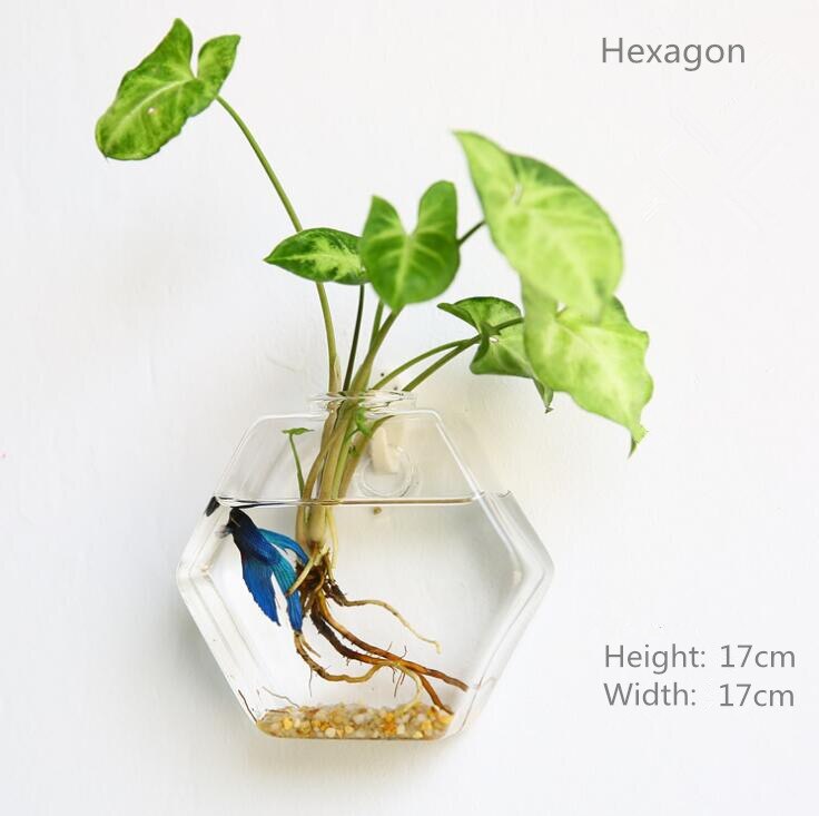 wall glass vase Wall mounted fish tank Hanging hydroponic vase Living room wall decoration