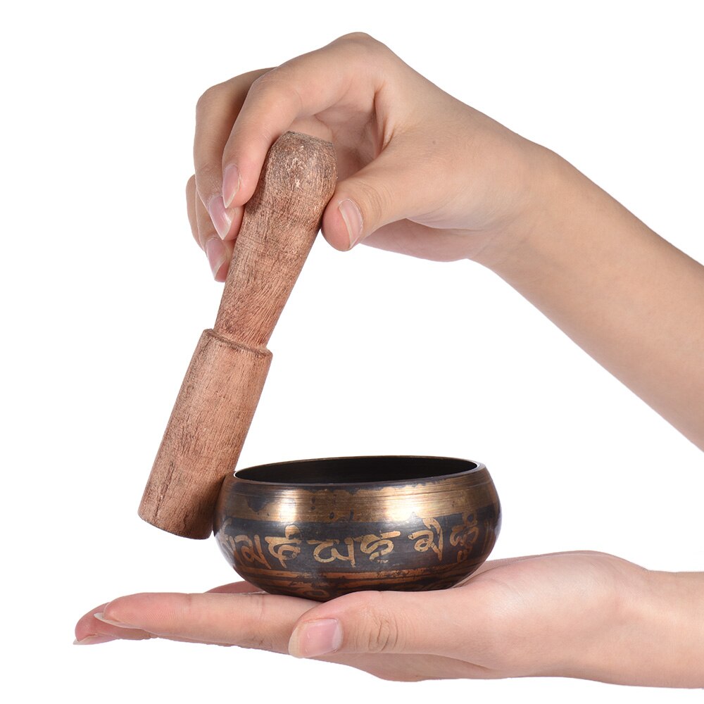 Cuenco de Canto de Metal de campana tibetana hecha a mano, exquisito cuenco de 2,8 pulgadas para meditación budista y sanación relajación, piezas de tambor
