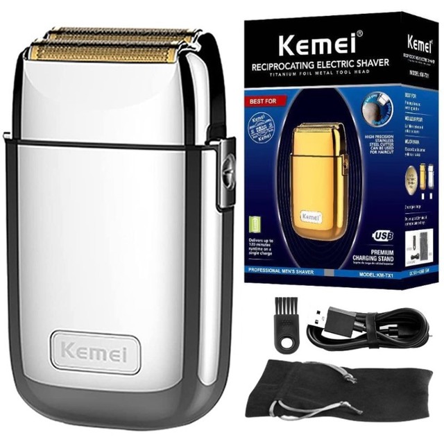 Kemei Tx1 Wiederaufladbares Metallgehäuse Pro Elektrorasierer für Männer Haar Bart Elektrorasierer Glatze Rasiermaschine Finishing Fade: Orange