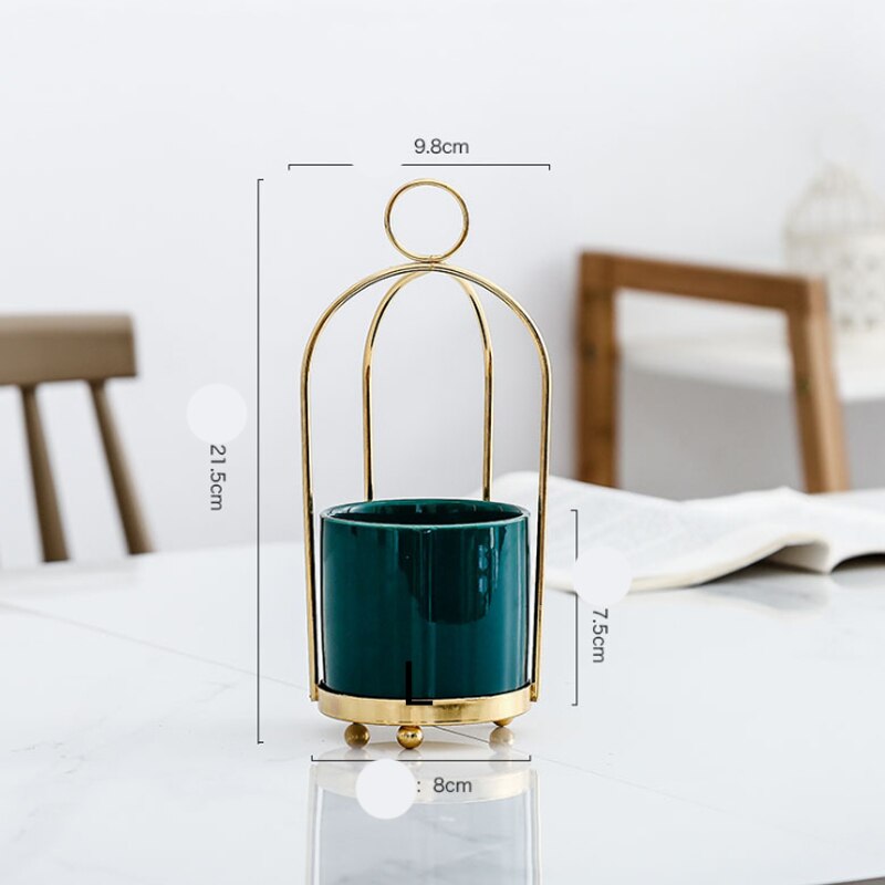 Blume Vasen Keramik Metall Obst Gabel Lagerung Krug Fleisch Anlage Dekoration Topf Mini Kreative Schreibtisch Ornament Heimat Dekor Handwerk Gläser: dunkel Grün