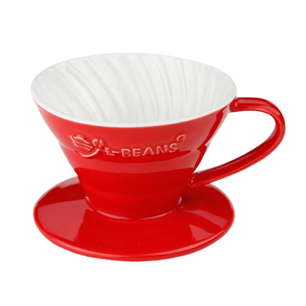 V60 Ceramic Manual Espresso Coffee Dripper Paper Filter Cup Coffee Maker: Red