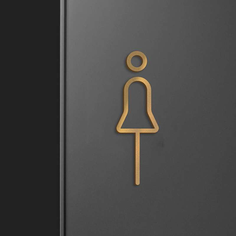 Black Gold Color Toilet Sign Plate Brass Wash Room Door Wall Label Sticker Wc Holder Signage Board