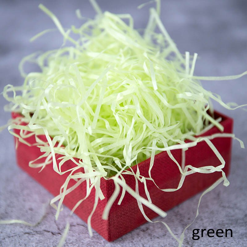1 Bag Kleurrijke Golfsnit Papier Shred Raffia Geschenkdoos Filler Papiersnippers 20G Bruiloft Verpakking Party Accessoires: green
