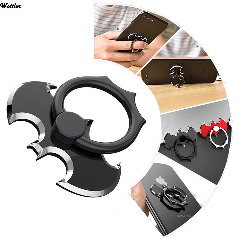 Bat Finger Ring HolderCell Mobile Phone Desktop Stand Mount For iPhone 11X 8 7 XS Bat Metal Smartphone 360 Degree Desk Holder