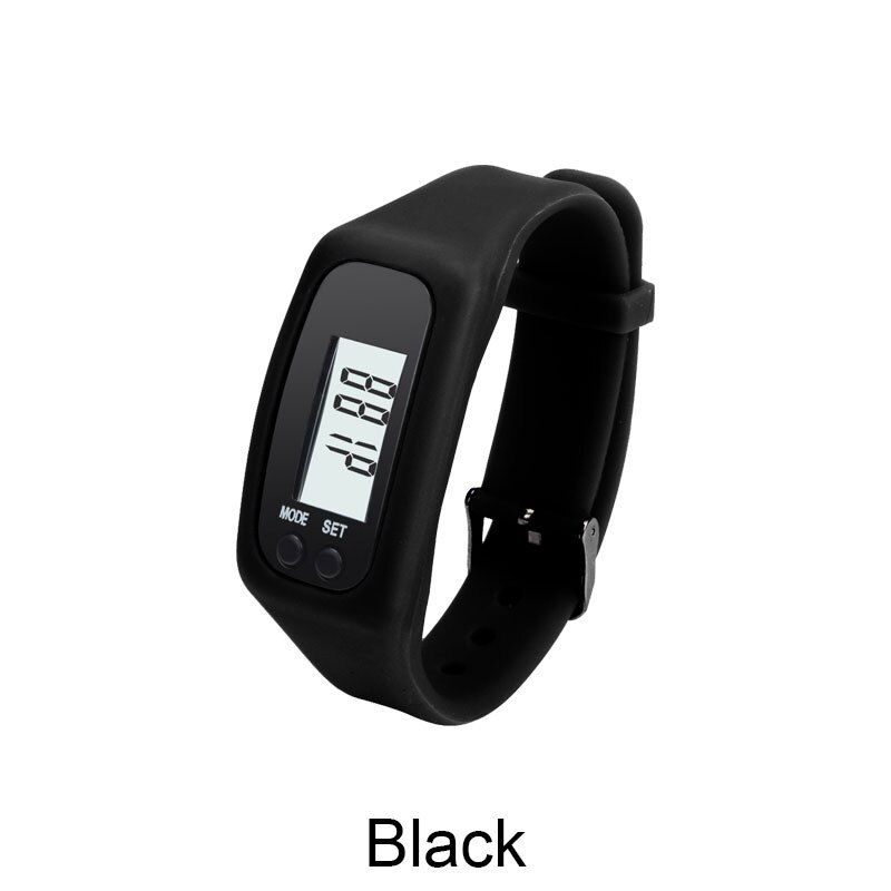 Smart klocka stegräknare löpning sport armband tracker steg pulsmätare räknare promenader fitness armband armband: Svart