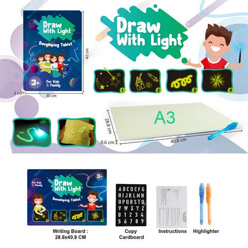 Magische Tekening Speelgoed Light Writing Pad Kids Kind Tekenen Schilderen Board Educatief Fun Tekening Speelgoed: A3