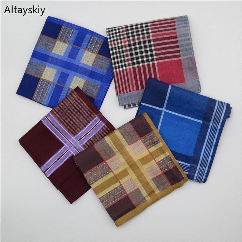 Lommetørklæder kvinder retro plaid blødt bomuld enkel dame tørre sved firkantet håndklæde trendy fritid dame lommetørklæde