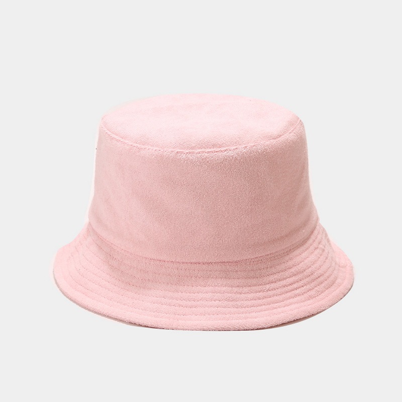 Towel Material Soft Bucket Hat Women Men&#39;s Autumn Winter Japanese Literature Solid Color Bob Hat Panama Cap: pink