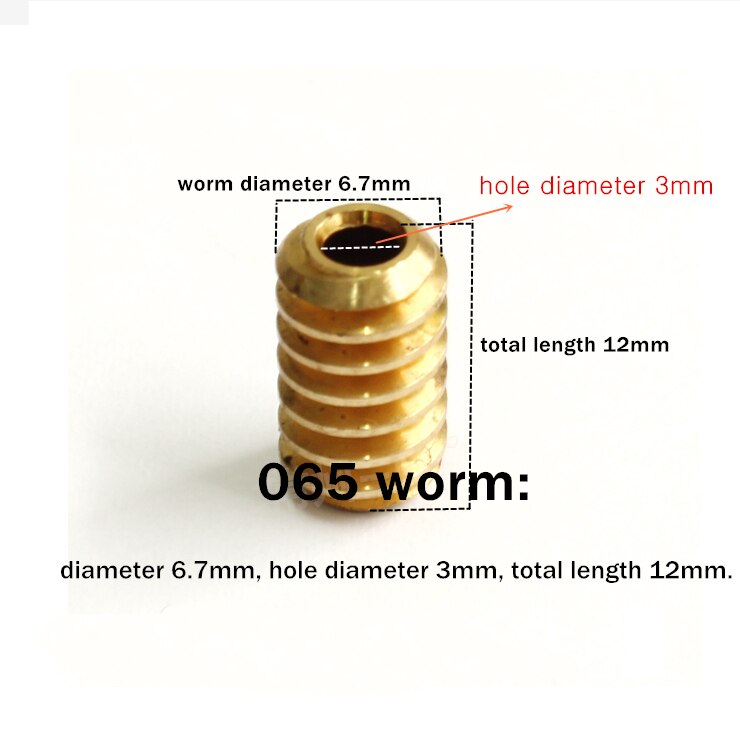 (065/151) 0.5 modulus turbine worm gear, hole diameter 3mm/3.175mm/4mm/5mm/6mm/6.35mm gear worm