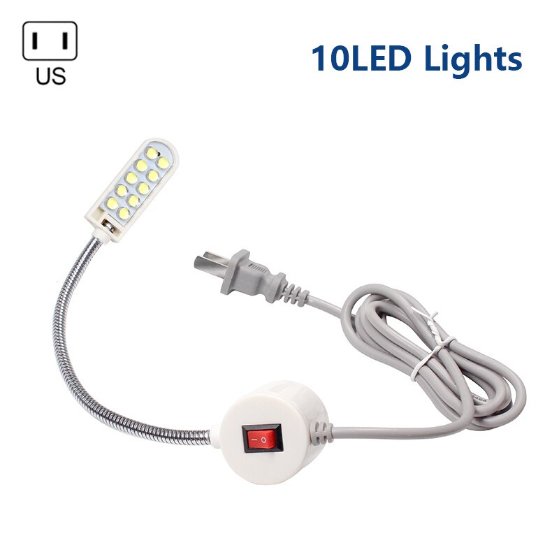 UK Sewing Machine Light Bright Strip LED Light W/ TMagnetic Mounting Base UK HengBo LED Gooseneck Work Lamp: 10leds US Plug