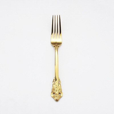Juego de cubiertos dorados, cuchillo, tenedor, cuchara de acero inoxidable 18/10, tenedores, cuchillos, cucharas, juego de vajilla de cocina: gold dinner fork