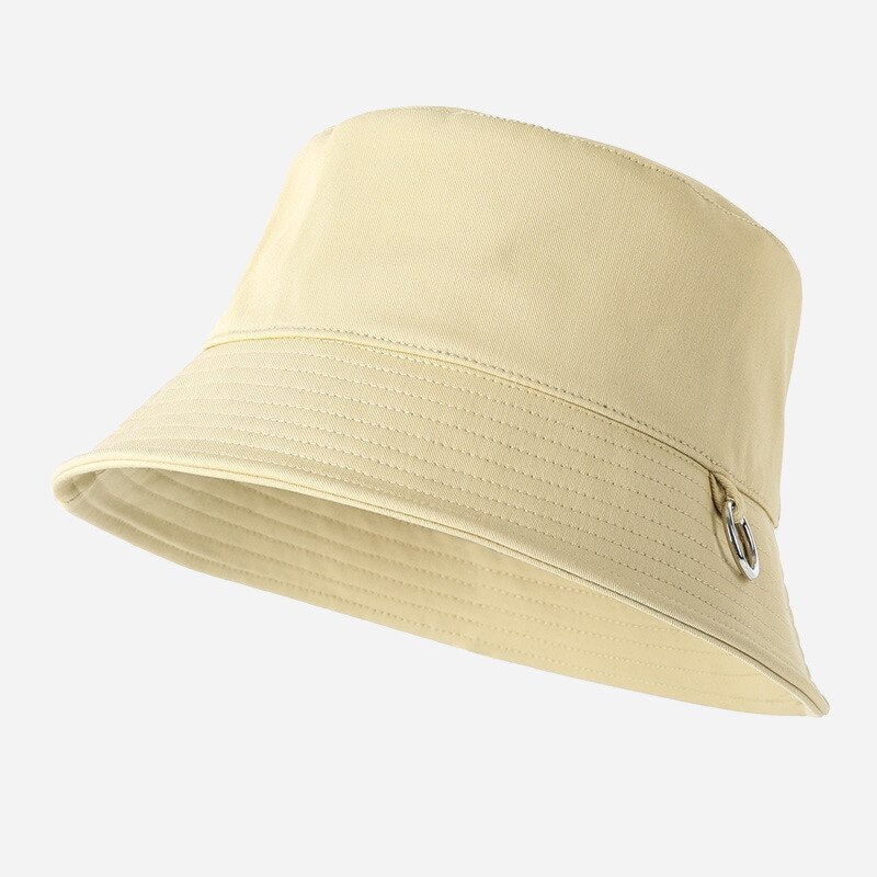 Chapeau seau d&#39;été avec anneau en métal pour filles, pare-soleil de plage en plein air, casquette de pêcheur pour garçons et femmes, Bob décontracté, Panama: Yellow