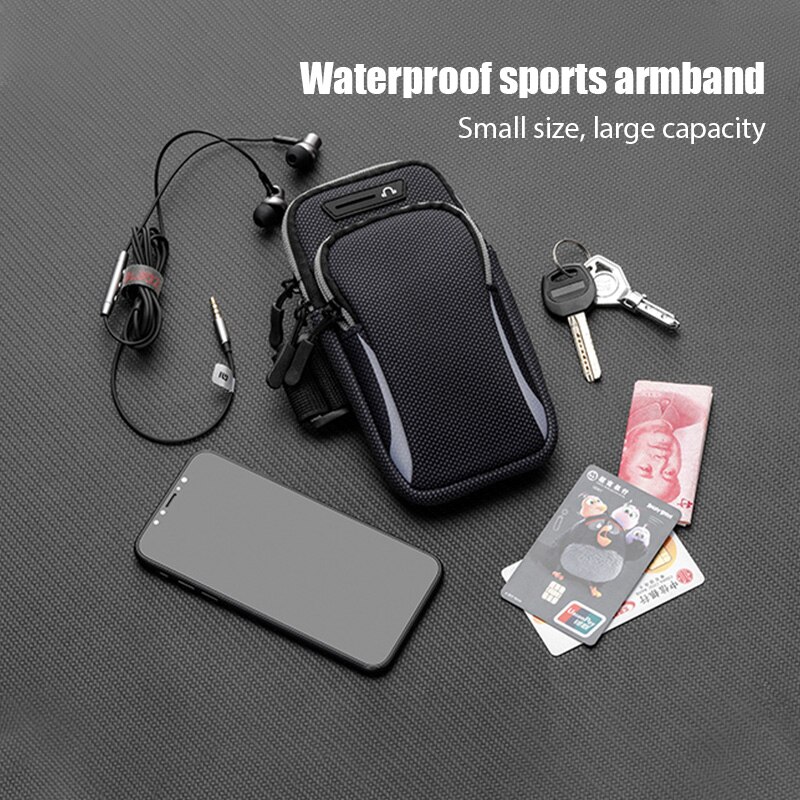 Braço banda saco universal para o telefone móvel com 6.53 polegadas de auscultadores independentes jack à prova dwaterproof água esportes braçadeira caso do telefone