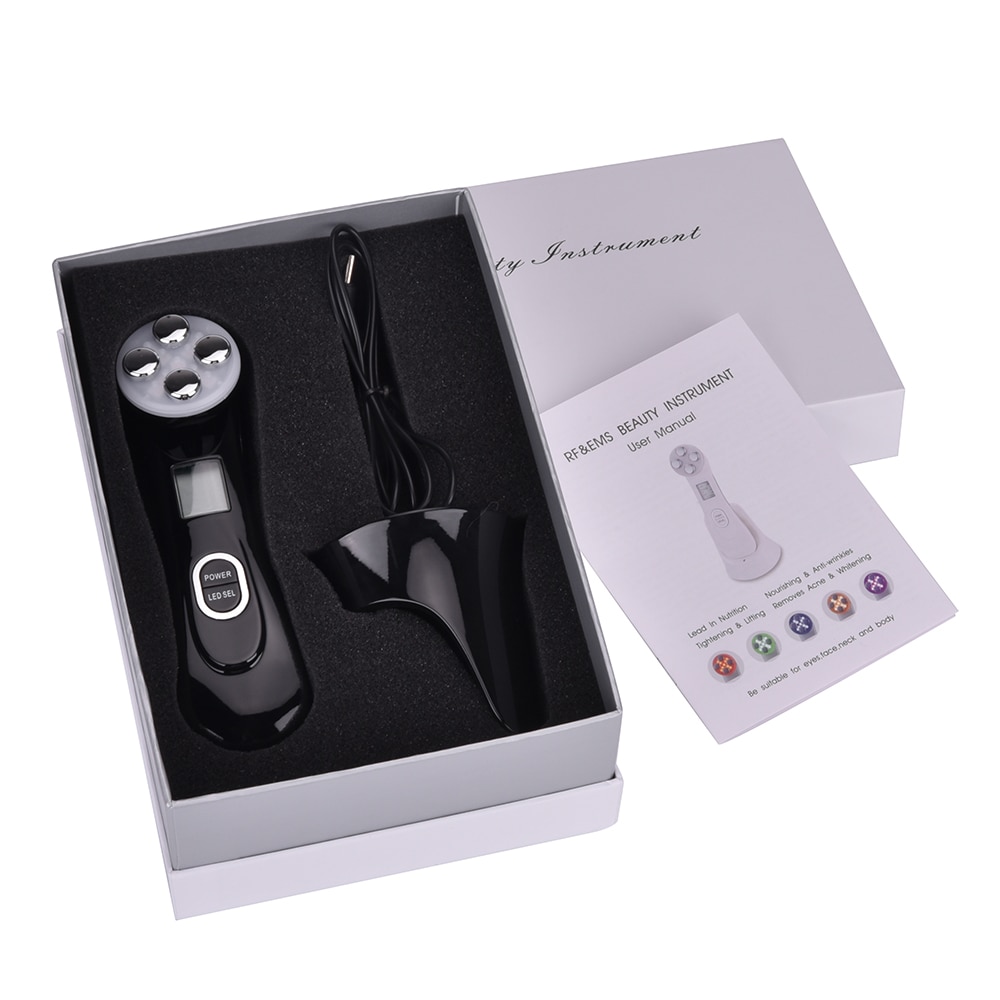 Dispositivo 5 en 1 de mesoterapia por electroporación para belleza facial, radiofrecuencia, fotones LED para rejuvenecimiento de la piel, arrugas