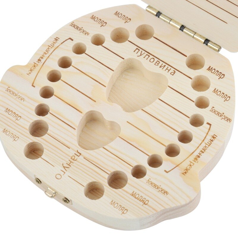 Baby Tand Aandenken Doos Houten Tand Melktanden Saver Dozen Container Voor Kind Kids Eerste Tand En Krul Aandenken