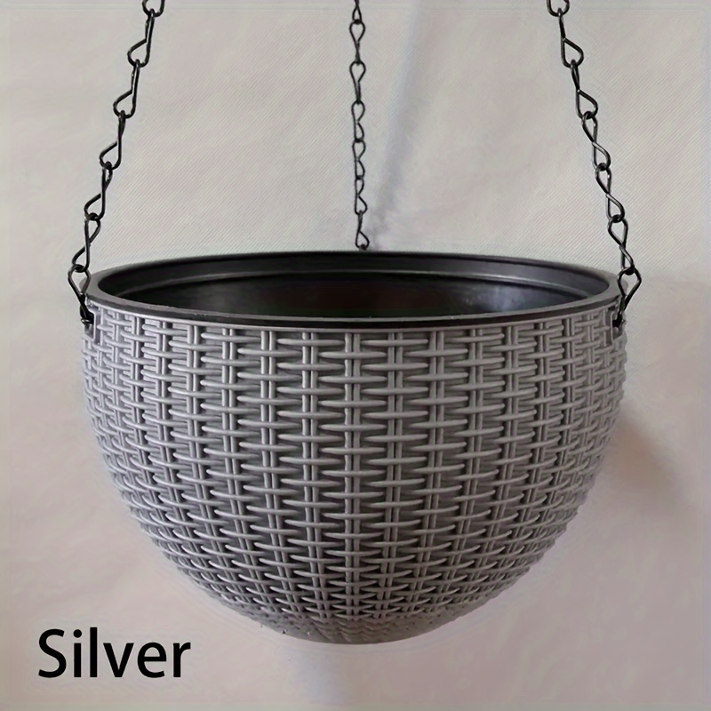 De 1 maceta de plástico tejida de ratán colgante, cesta de macetero colgante de estilo europeo, maceta grande de resina colgante para orquídeas de interior: Verde
