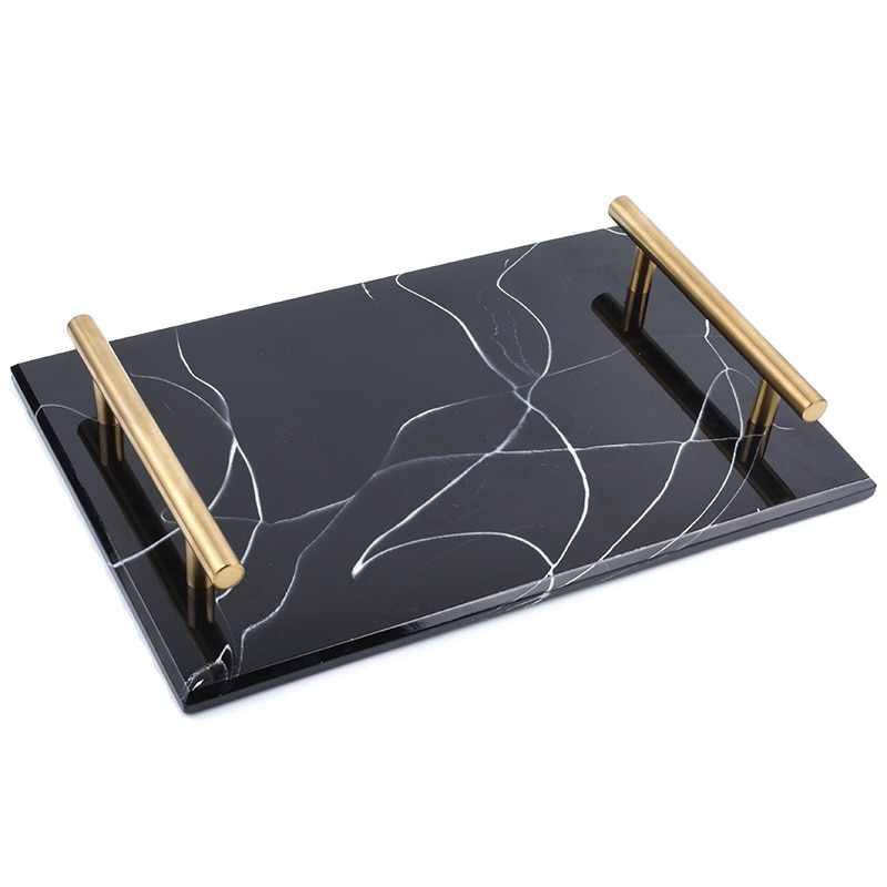 Nordisk anti-marmor bakke opbevaringsplade opbevaringsplade kage dessert plade sushi plade smykker display plade dekoration badeværelse sto: Default Title