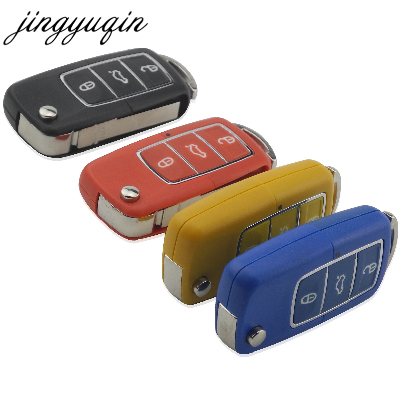Jingyuqin Flip Folding 3 Knoppen Afstandsbediening Auto Sleutel Shell Voor Volkswagen Vw Jetta Golf Passat Beetle Polo Bora Fob Case