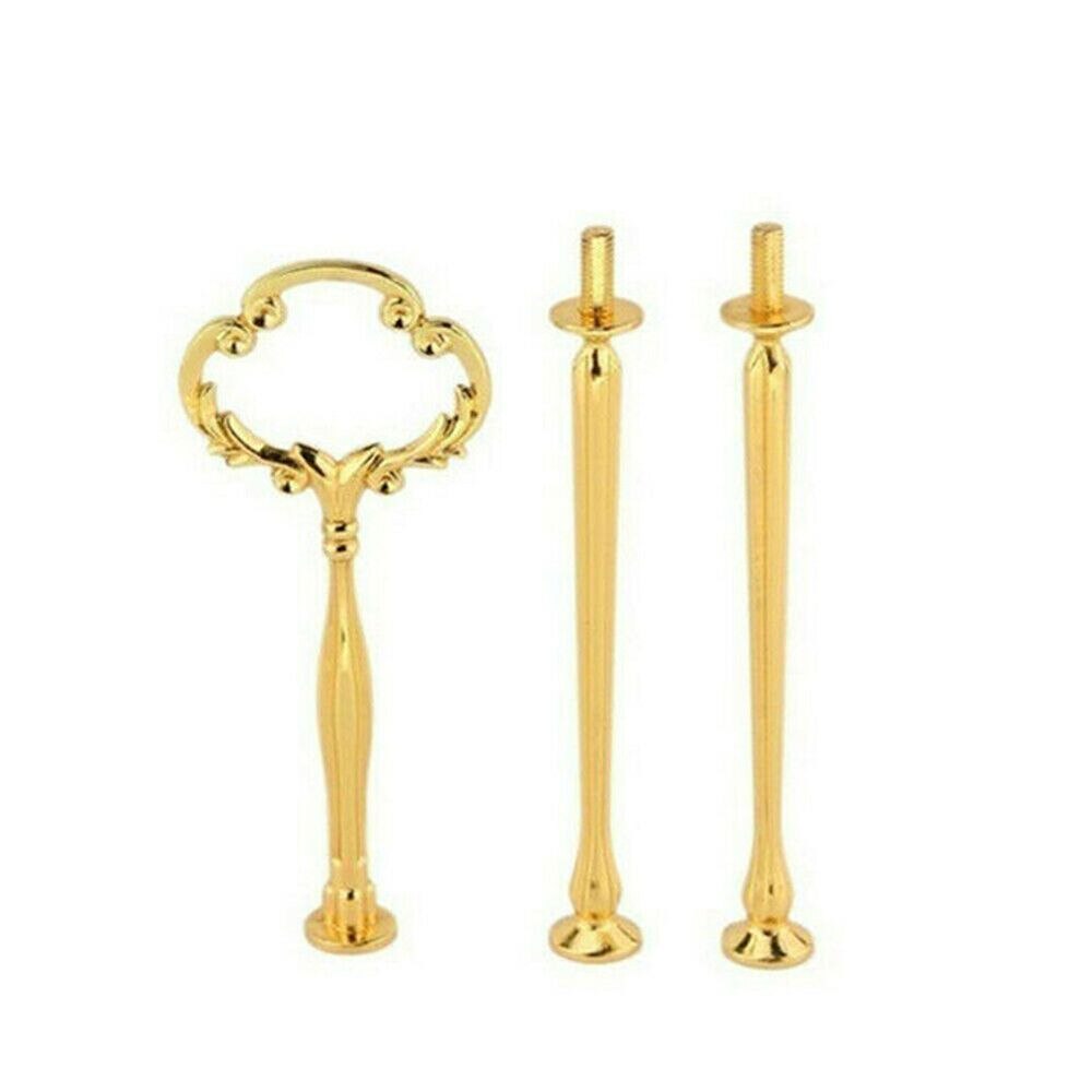 1 Set 3 Tier Handvat Party Decor Cake Cupcake Houder Mini Plaat Stand Staaf Hardware Afternoon Tea Bruiloft Platen Party servies: gold