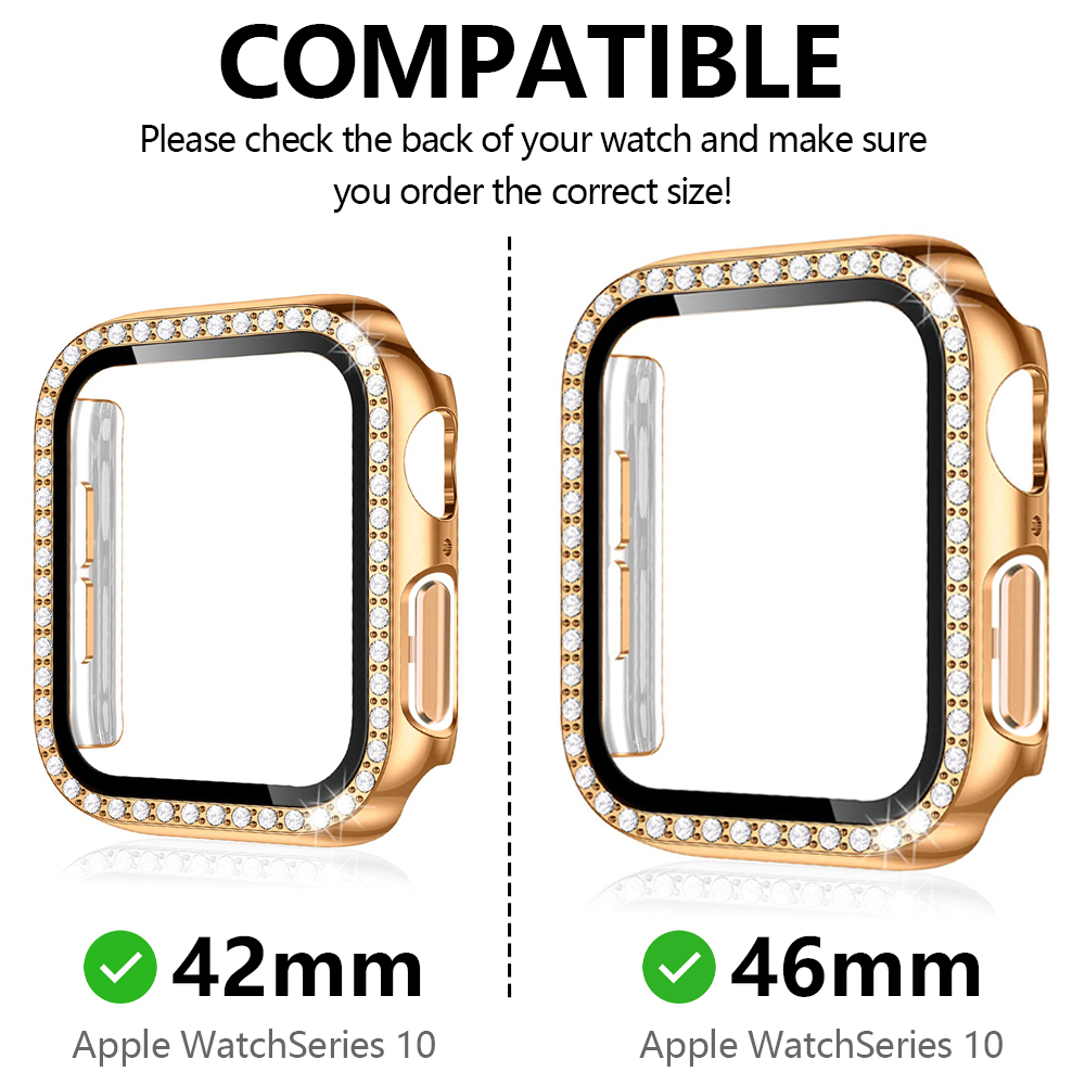 Apple Watch 10 Series Single Row Diamond Case Full Cover Watch Protective Cover Iwatch Series 42MM 46MM Apple Watch Case