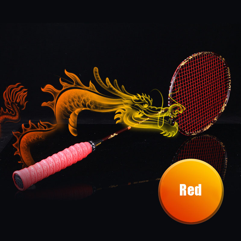 Raqueta de Bádminton de carbono con cabeza en T, entrenamiento ofensivo, raqueta de bádminton y Dragón, Tiro Único: Red
