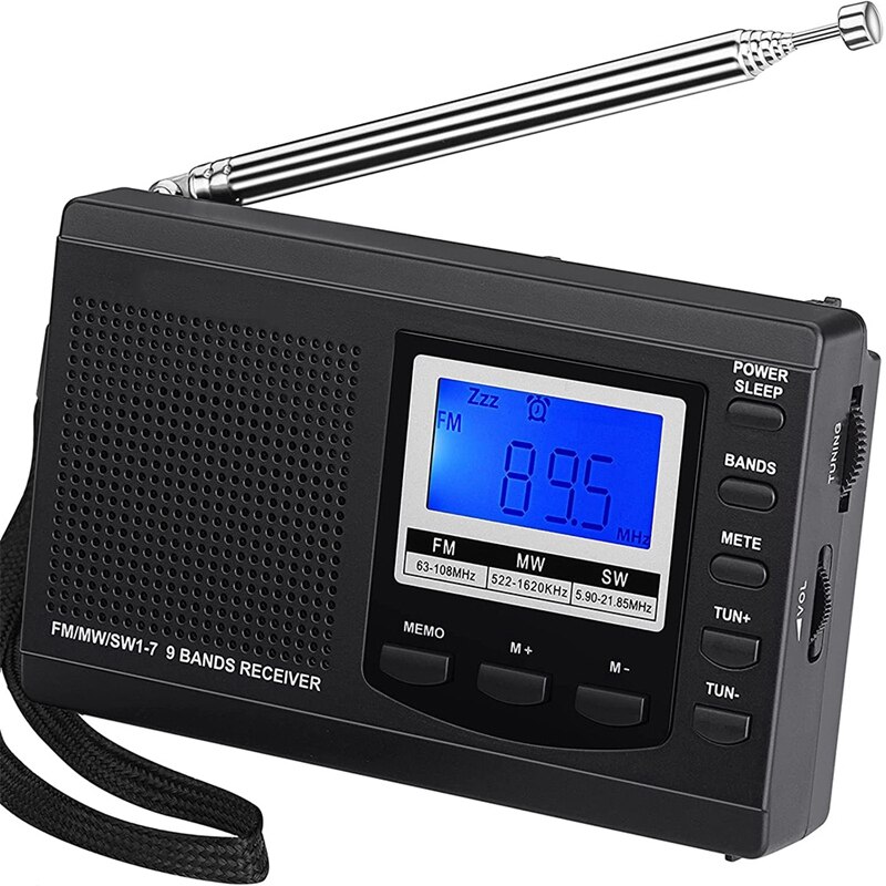 Portable AM FM Shortwave Radios,Battery Operated Clock Radio With Preset,Alarm Clock Digital Tuner With Sleep Timer: Default Title